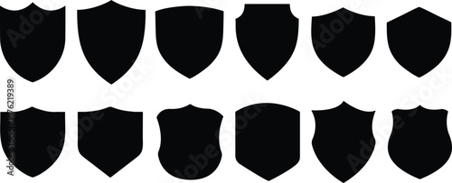 Shield icons set. shield vector, police badge shape. Protect shield vector, Unique Emblem Shapes for Logo & Badge Design
