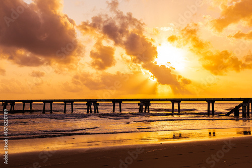 Butwani bridge and Malindi Pier area is a popular waterfront location known for stunning sunrises over the Indian Ocean. The pier is a concrete jetty that stretches about 400 meters into the ocean and