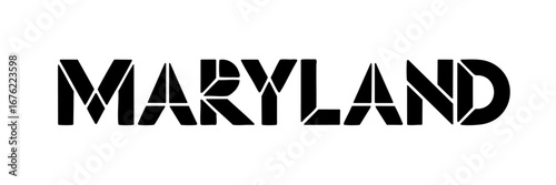 Modern Maryland Text Logo in Bold Black Letters, Isolated on Transparent Background, Minimalist Graphic Design for Print and Digital Use