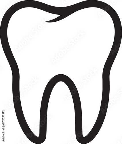 Black Outline of a Tooth on White Background dental dentistry