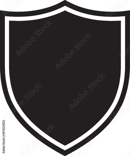 Black shield emblem with white outline on white background crest badge