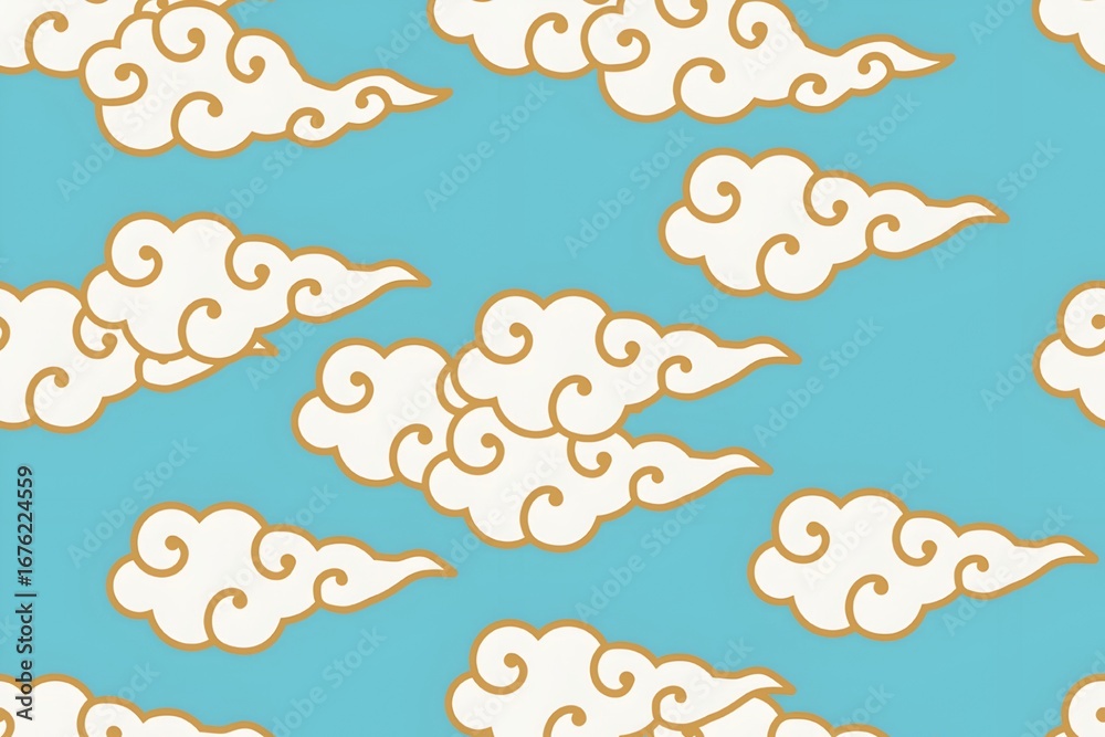 Fototapeta premium A sky blue background with white clouds.