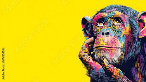 pop art style monkey white background