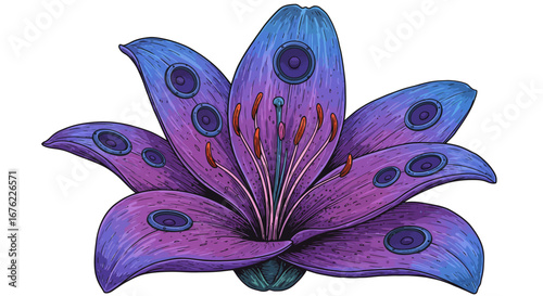 Vibrant surreal flower with speaker petals in detailed style