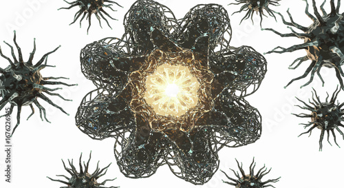 Intricate fractal patterns with glowing organic symmetry in abstract design