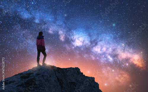 Glowing Milky Way and woman...
