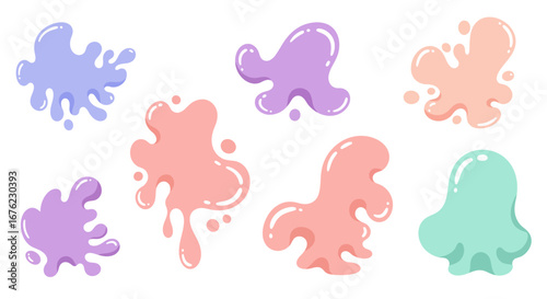 Colorful abstract liquid blobs in pastel tones