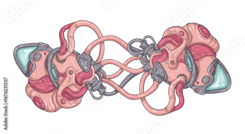 Futuristic organic machinery: alien biotechnology concept art