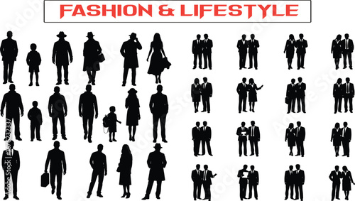 Business People and Families Silhouettes in Formal Attire women suits
