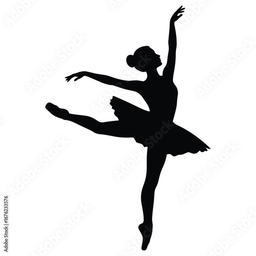 Graceful ballerina performing an arabesque in silhouette