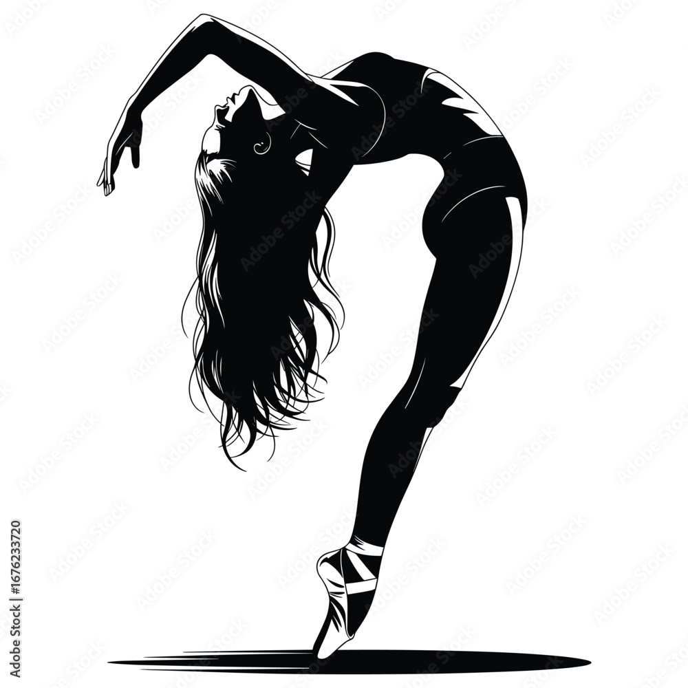 Obraz premium Elegant ballerina in a dramatic arched pose silhouette