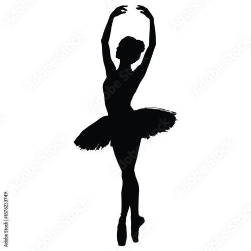 Elegant ballerina performing a graceful dance pose silhouette