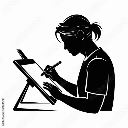 Artist drawing on a digital tablet with a stylus