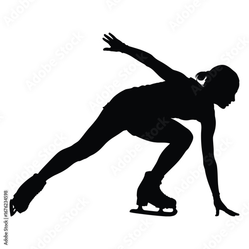 Female speed skater in action silhouette