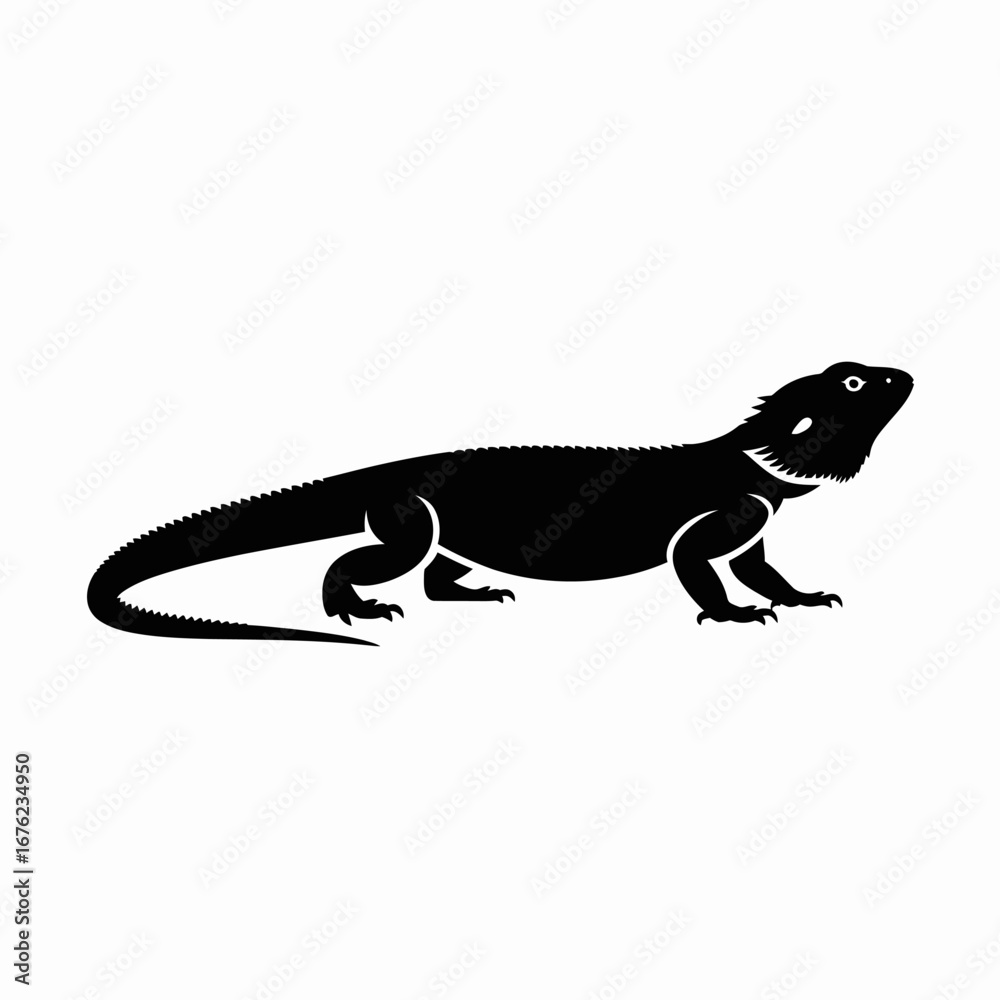 Obraz premium Silhouette of a bearded dragon lizard on a white background