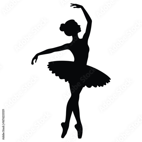 Elegant ballerina dancer performing a graceful pose silhouette