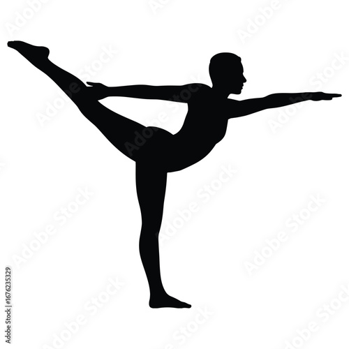 Woman performing a graceful yoga pose in silhouette