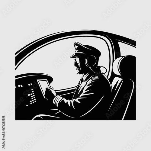 Silhouette of a chauffeur driving a luxury car at night