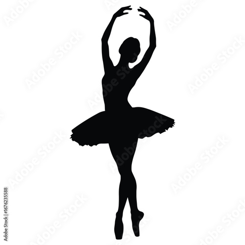 Elegant ballerina in graceful pose silhouette