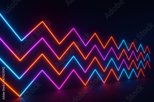 Zigzag neon lights creating a colorful and vibrant backdrop