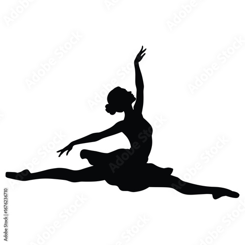 Elegant ballerina in a split leap silhouette
