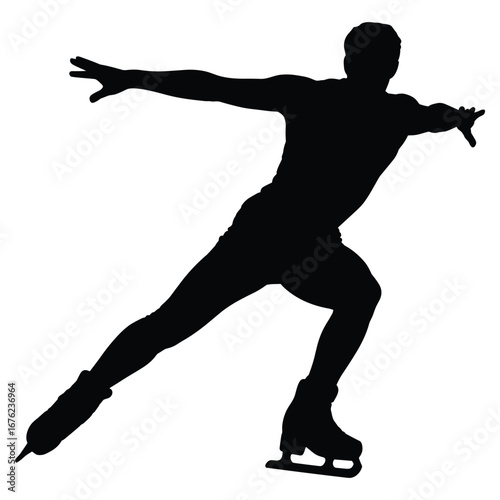 Male figure skater performing a spin silhouette