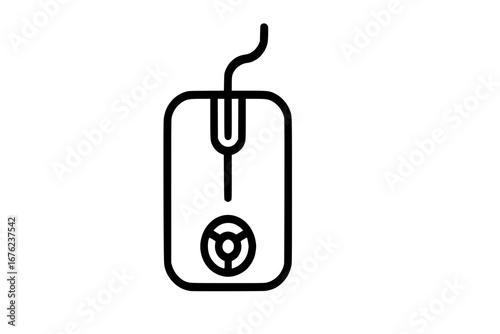 Simple Line Computer Mouse Icon with Scroll Wheel
