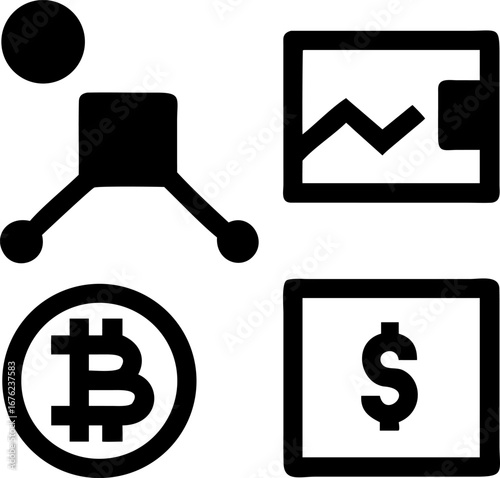 Modern crypto currency market icons for digital finance and investment strategy and bitcoin technology