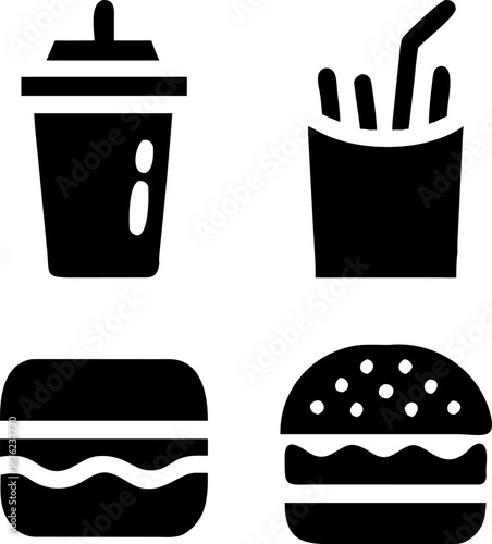 Fast food bliss featuring drink, fries, and burgers for a quick bite, perfect for foodies and restaurants
