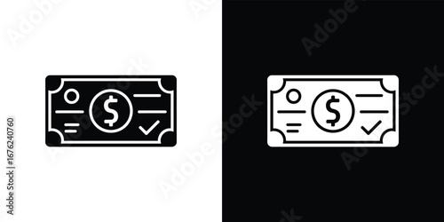 Dollar Bill Paper Money with Checkmark on Transparent Background Icon