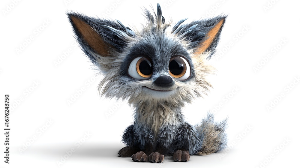 Fototapeta premium 3d cute wolf cartoon character