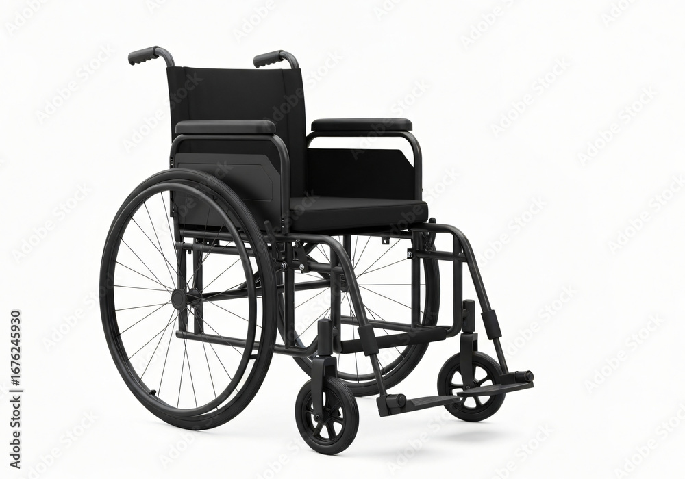 Fototapeta premium Black Wheelchair on White Background 