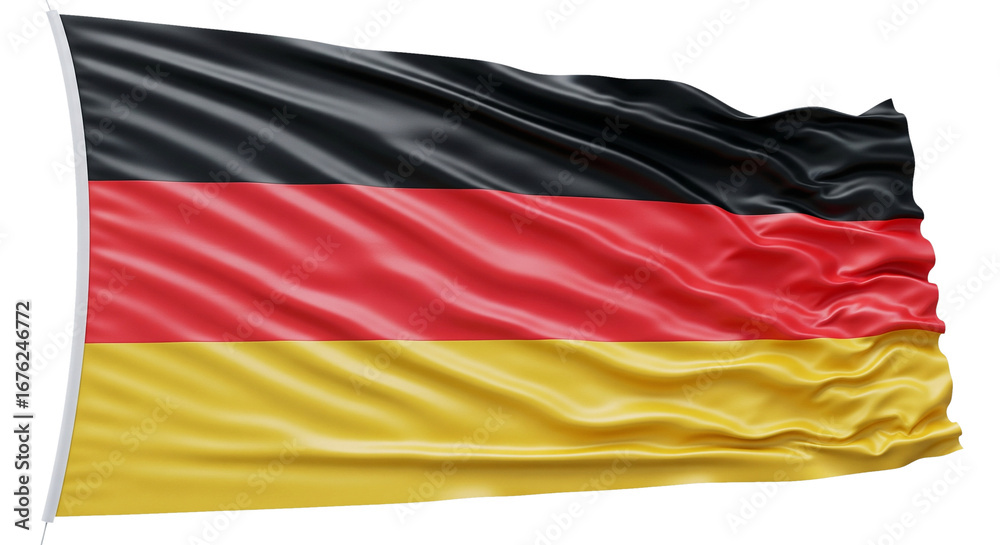 Fototapeta premium Germany National Flag Realistic 3D Render Transparent PNG Isolated