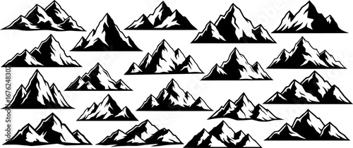 Stylized mountain peaks collection mountains silhouette