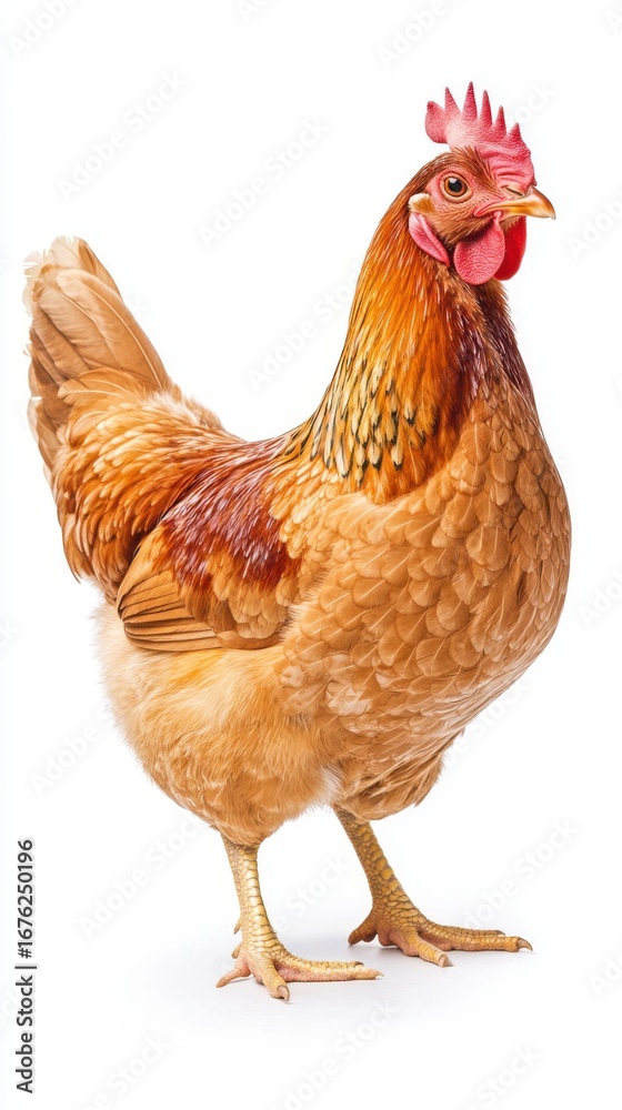 Fototapeta premium Realistic chicken illustration, clean isolated look for rural and organic design.