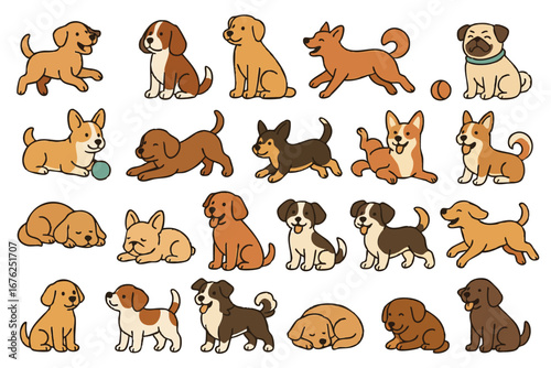 Cartoon Style Dog Breed Collection Vector Art for Posters, Web Banners, and Stickers-  JPEG, PNG, and Illustrator AI file