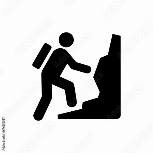 climbing mountain icon sign vector