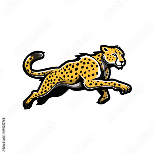 Cheetah in motion across a vibrant landscape