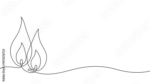 Simple flame icon one-line drawing.