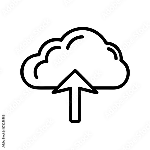 Cloud with Upload Arrow Icon Set – Data, Storage, Backup, Server, Internet, Technology, Illustration