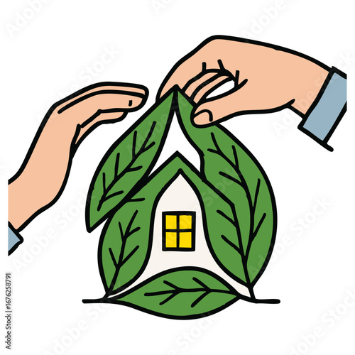 Eco Housing and Green Architecture – Conceptual Illustration of Sustainable Lifestyle and Environmental Care