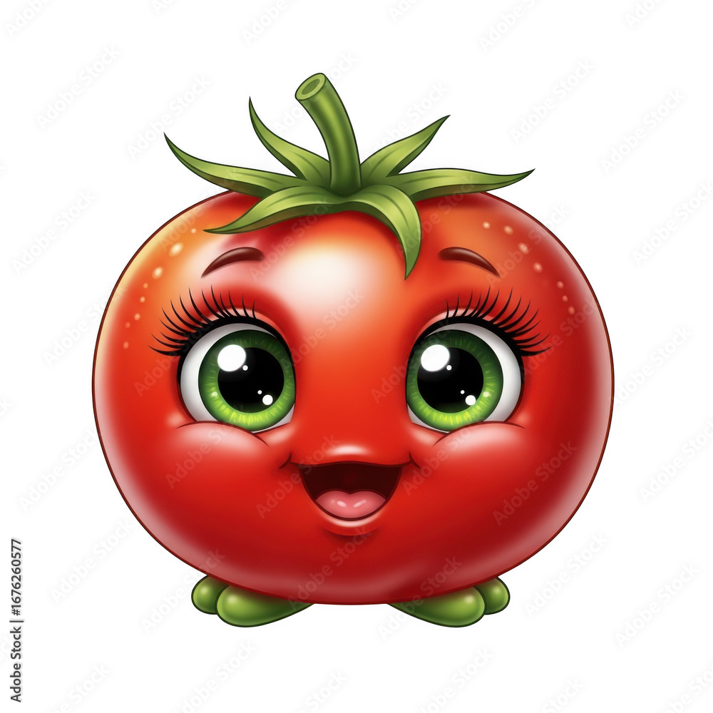 Obraz premium Cute cartoon tomato isolated on transparent background transparent background