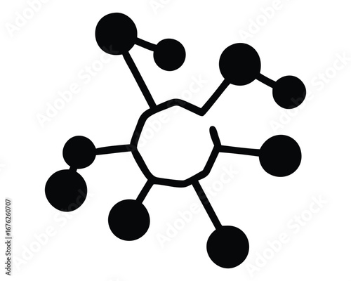 An illustration of a pharmaceutical drug's molecular structure composed of carbon and hydrogen atoms isolated on a white background