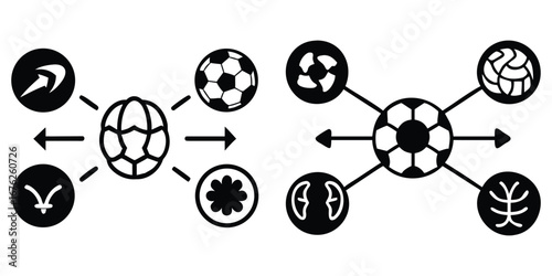 Set of fun easter eggs vector illustration with a soccer ball icon