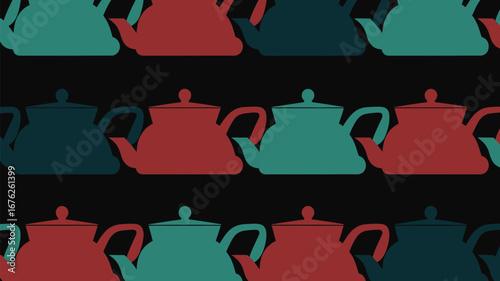 Chic modern teapot pattern offers stylish kitchen decor and culinary inspiration for home and hospitality.