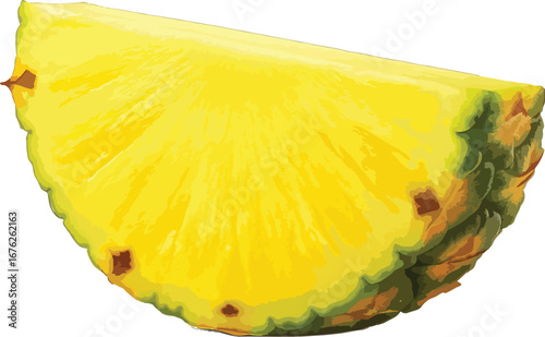 Yellow Pineapple Slice Isolated White Background fruit