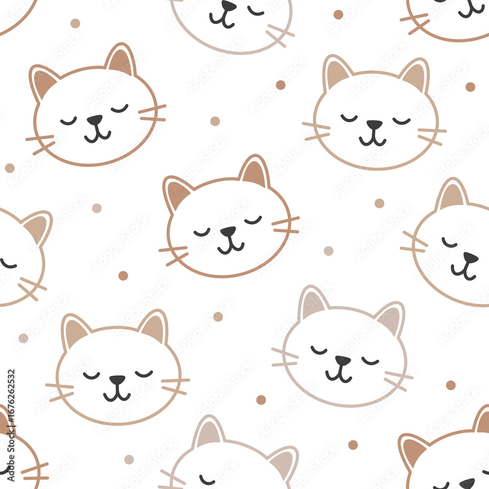 Obraz premium Seamless pattern design. Aesthetic print with cats