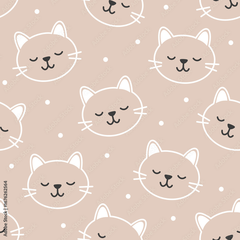 Obraz premium Seamless pattern design. Aesthetic print with cats