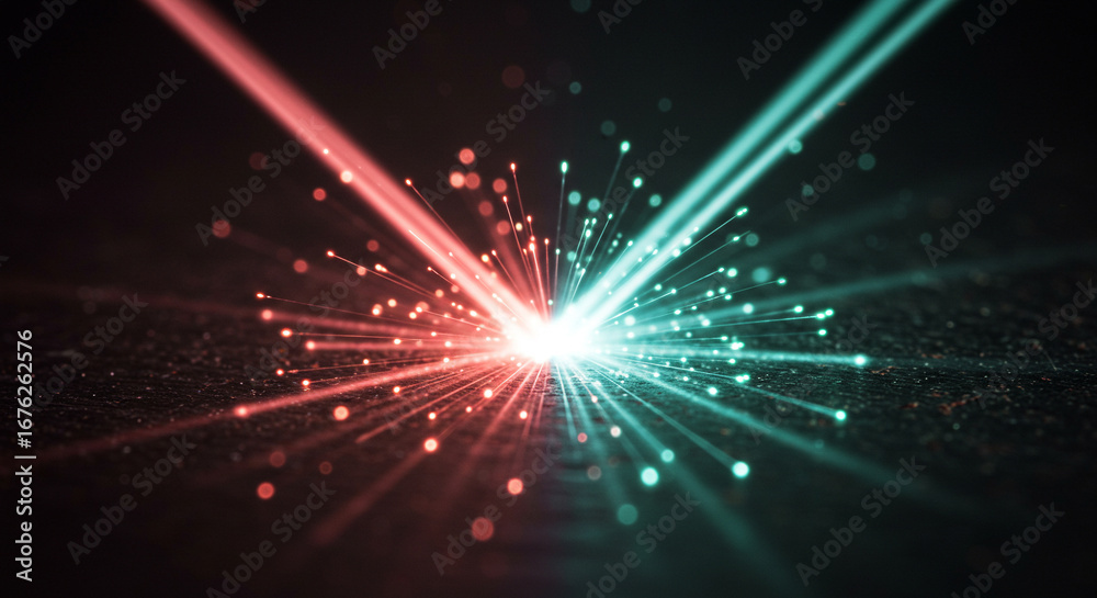 Naklejka premium Light Beams Releasing Electrons Representing Photoelectric Effect