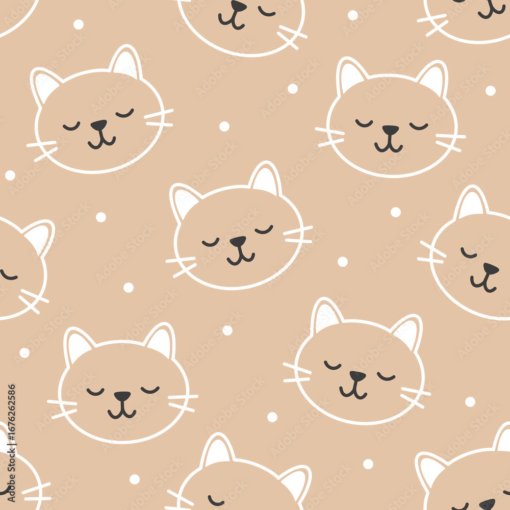 Obraz premium Seamless pattern design. Aesthetic print with cats